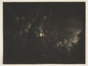 Anbetung der Hirten: Ein Nachtstück, ca. 1657 von Rembrandt van Rijn