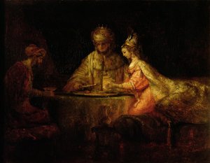 Ahasverus (Xerxes), Haman und Esther, ca. 1660 von Rembrandt van Rijn