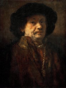 Selbstporträt im Pelzmantel mit Goldkette und Ohrring von Rembrandt van Rijn