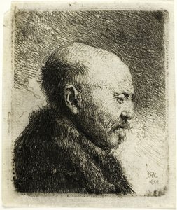 Kahlköpfiger Mann im Profil rechts: Der Vater des Künstlers (?) von Rembrandt van Rijn