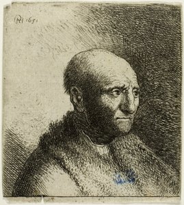 Glatzkopf in einem Pelzmantel: Büste von Rembrandt van Rijn