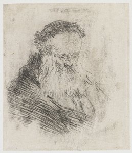 Bärtiger alter Mann mit hohem Stirn von Rembrandt van Rijn
