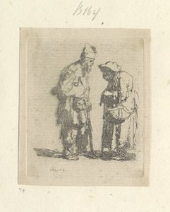 Bettler und Bettlerin im Gespräch