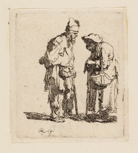 Bettler und Bettlerin im Gespräch