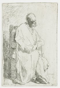 Bettler, sitzend in einem Sessel von Rembrandt van Rijn