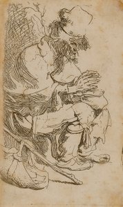 Bettler wärmt seine Hände von Rembrandt van Rijn
