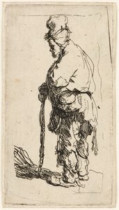 Bettler, der sich auf einen Stock stützt, um 1630