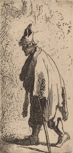 Bettler mit Stock, nach links gehend von Rembrandt van Rijn