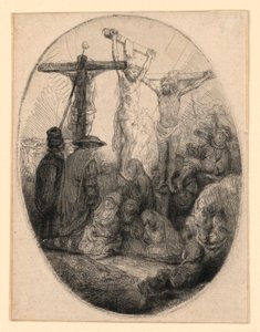 Christus gekreuzigt zwischen den beiden Dieben: Eine ovale Platte von Rembrandt van Rijn