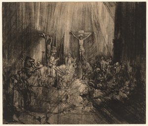 Christus gekreuzigt zwischen den beiden Dieben: Die drei Kreuze, 1653-ca. 1660 von Rembrandt van Rijn