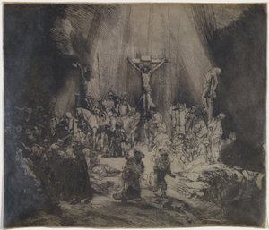 Christus zwischen den beiden Dieben gekreuzigt (Die drei Kreuze) von Rembrandt van Rijn
