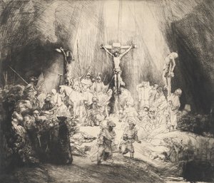 Christus gekreuzigt zwischen den beiden Dieben Die drei Kreuze, 1653 von Rembrandt van Rijn