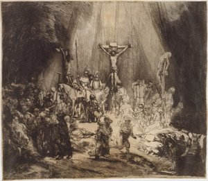 Christus gekreuzigt zwischen den beiden Dieben: Die drei Kreuze, 1653 von Rembrandt van Rijn