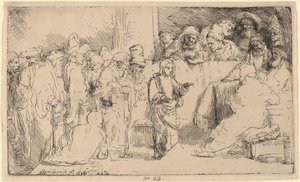Christus im Disput mit den Doktoren: eine Skizze von Rembrandt van Rijn