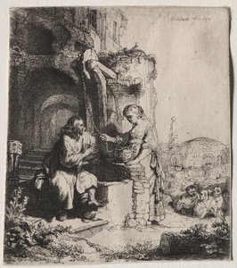 Christus und die Frau von Samaria unter Ruinen von Rembrandt van Rijn