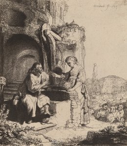 Christus und die Frau von Samaria unter Ruinen, 1634 von Rembrandt van Rijn