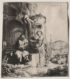 Christus und die Frau von Samaria unter Ruinen, 1634 von Rembrandt van Rijn