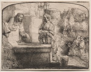 Christus und die Frau von Samaria: Ein gewölbter Druck