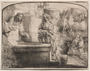 Christus und die Frau von Samaria: Ein gewölbter Druck, 1657-58