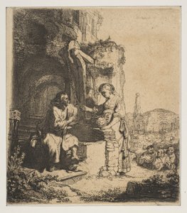 Christus und die Frau von Samaria unter Ruinen von Rembrandt van Rijn