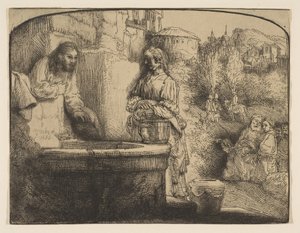 Christus und die Frau von Samaria: ein gewölbter Druck, 1658