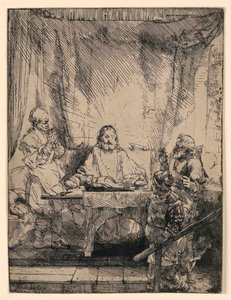 Christus in Emmaus: Die größere Platte von Rembrandt van Rijn