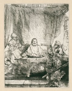 Christus in Emmaus: die größere Platte von Rembrandt van Rijn