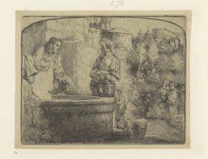 Christus und die Samariterin (Recueil de quatre-vingt-cinq estampes originales) von Rembrandt van Rijn