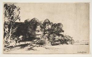 Baumgruppe mit Aussicht (1652) von Rembrandt van Rijn