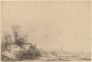 Hütte neben einem Kanal von Rembrandt van Rijn