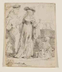 Der Tod erscheint einem verheirateten Paar aus einem offenen Grab von Rembrandt van Rijn