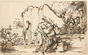 Eliezer und Rebecca am Brunnen von Rembrandt van Rijn