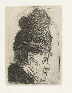 Groteskes Profil: Mann mit hoher Mütze von Rembrandt van Rijn