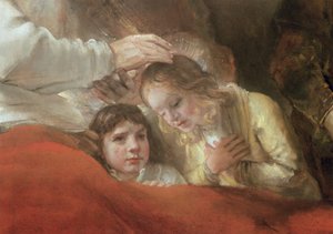 Jakob segnet die Söhne Josephs, 1656 (Detail) von Rembrandt van Rijn