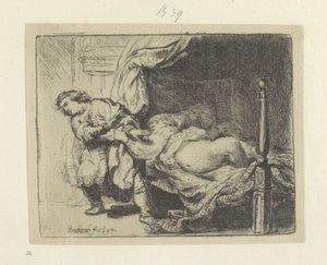 Joseph und die Frau von Potiphar (Recueil de quatre-vingt-cinq estampes originales) von Rembrandt van Rijn