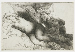 Jupiter und Antiope: die größere Platte von Rembrandt van Rijn
