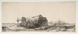 Landschaft mit einem Cottage und einer Heuscheune, 1641 von Rembrandt van Rijn