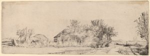 Landschaft mit einer Straße neben einem Kanal von Rembrandt van Rijn