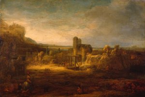 Landschaft mit einer Zugbrücke