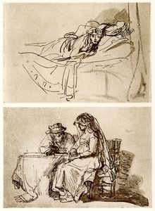 Liegende Frau, Das Gespräch von Rembrandt van Rijn