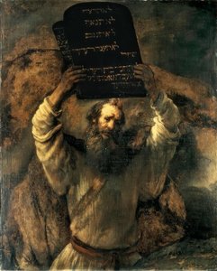 Moses zerschmettert die Gesetzestafeln von Rembrandt van Rijn