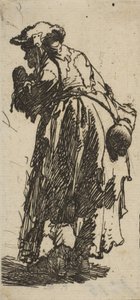 Alte Bettlerin mit einem Kürbis von Rembrandt van Rijn