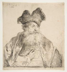 Alter Mann mit geteilter Pelzmütze von Rembrandt van Rijn