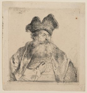 Alter Mann mit geteilter Pelzmütze von Rembrandt van Rijn