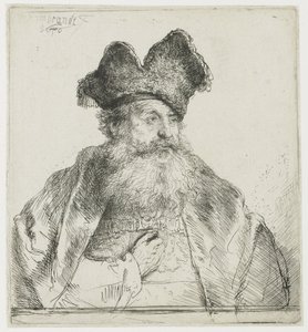 Alter Mann mit geteilter Pelzmütze von Rembrandt van Rijn