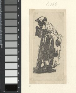 Alte Bettlerin mit Kalebasse von Rembrandt van Rijn