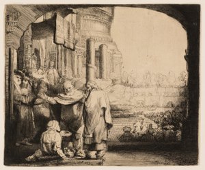 Petrus und Johannes heilen den Lahmen am Tempeltor von Rembrandt van Rijn