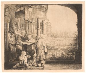 Petrus und Johannes heilen den Lahmen am Tempeltor von Rembrandt van Rijn