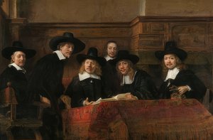 Porträt der Vorsteher der Tuchmacherzunft in Amsterdam von Rembrandt van Rijn