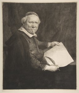 Porträt von Lieven Willemsz van Coppenol, Schreibmeister, die größere Platte, 1658 von Rembrandt van Rijn